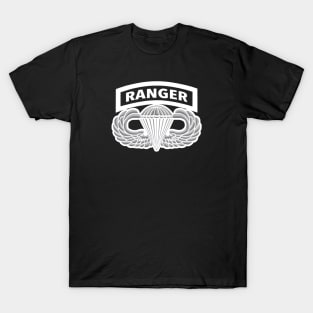 Army Ranger Jump Wings Gray and White T-Shirt